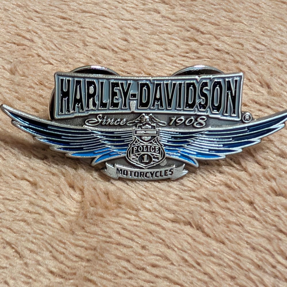 Vintage Rare Auth. HD® Enameled Blue/Black Police 1 Annv Motorcycles Since 1908